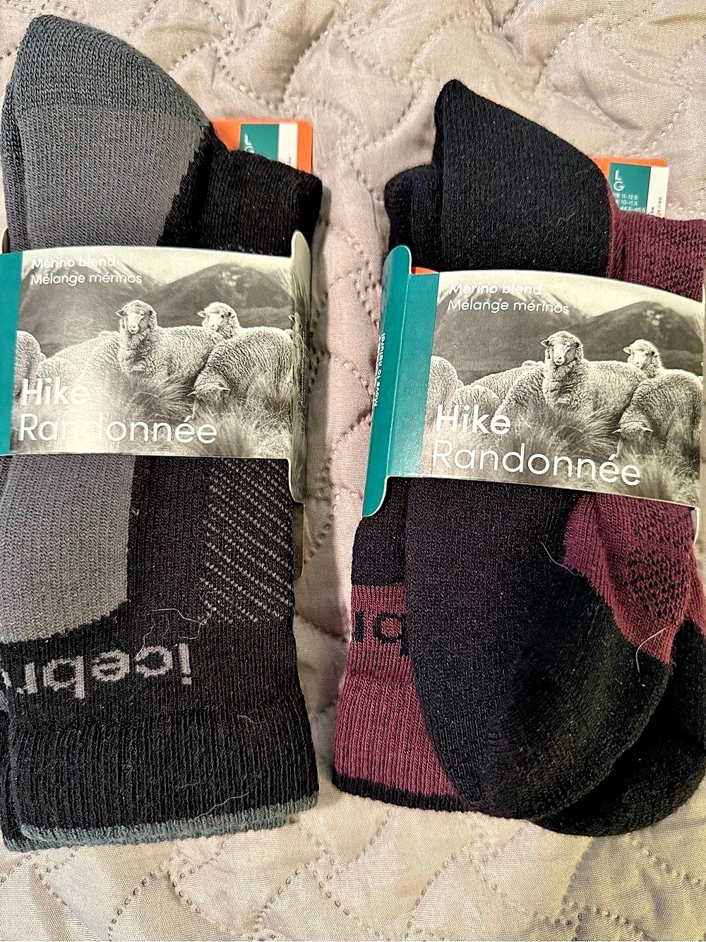 Icebreaker Hike Merino Wool Socks Black & Gray NWT